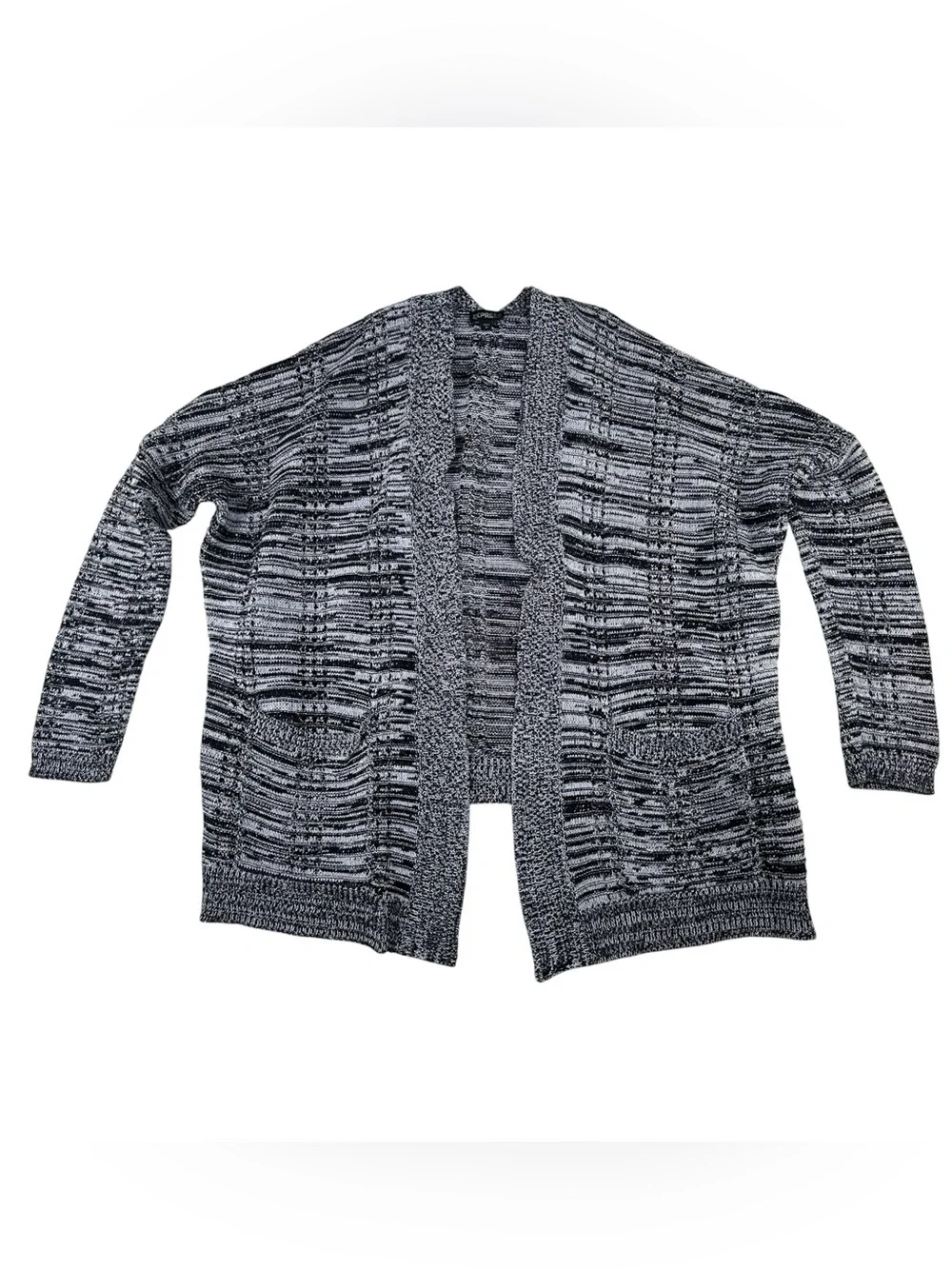 Express Open-Front Marled Gray Cardigan Sweater Cozy Minimalist Classic
